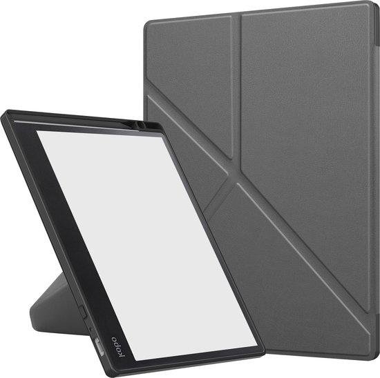Hoesje Geschikt voor Kobo Elipsa 2E Hoes Bescherm Hoesje Case Sleep Cover Trifold Met Screenprotector - Hoes Geschikt voor Kobo Elipsa 2E Hoesje - Grijs van Felizertos — afbeelding 3