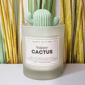 Happy Cactus geurkaars - Aardbei geur - 250 gram - 50 branduren - 8 x 9 cm - Strawberry - Geurkaars - Kaars - Soja was - Soy wax – Handgemaakt – Cadeau – Geschenk – Duurzaam