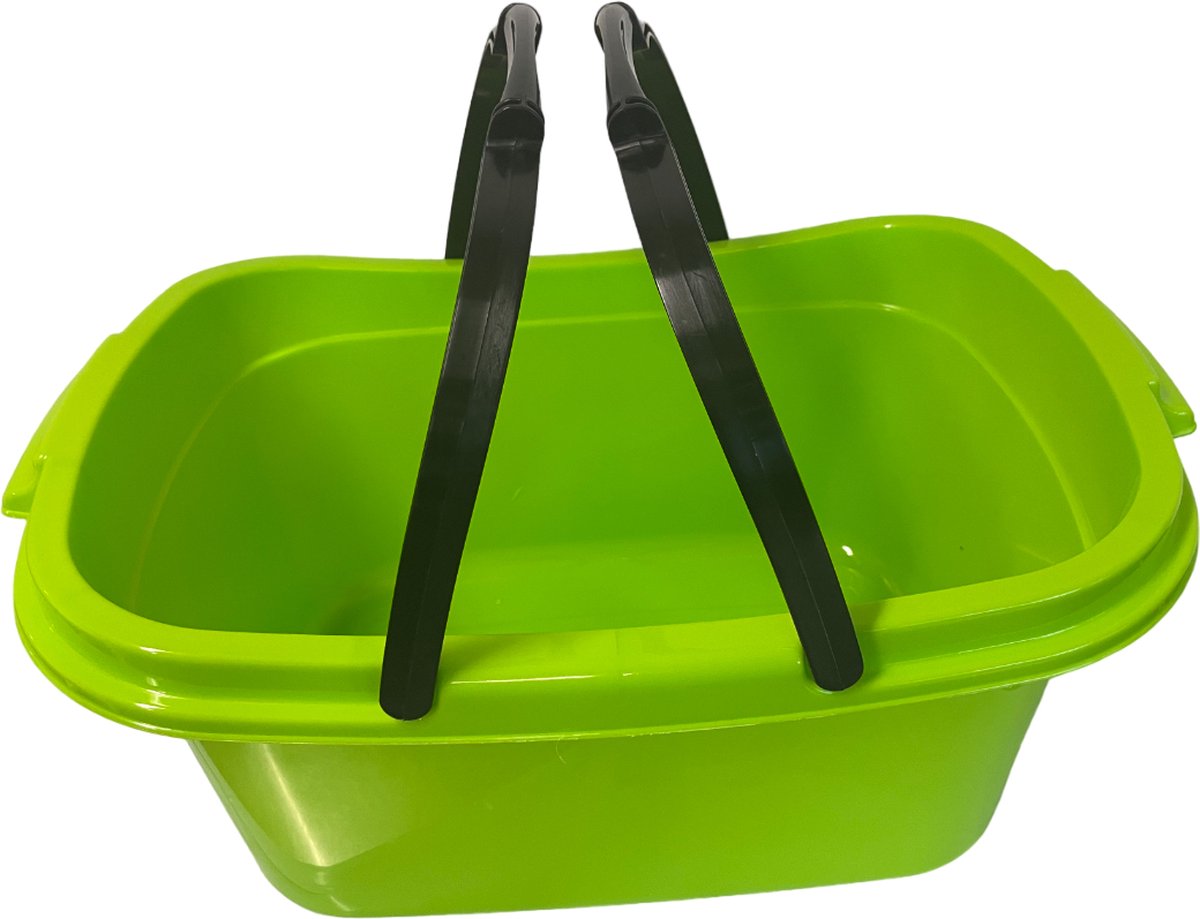 HL – Kunststof Wasmand met Hengsel – Groen – 55x38x25 cm – Draagbare Wasmand