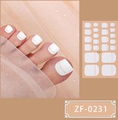 Prachtige Teen NagelStickers/ 1 vel , 22 tips/ Manicure Feet Nail stickers,Nageldecoratie,Nagellak,Plaknagels / Nail stickers wit