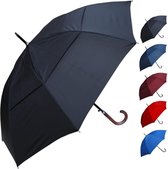 Winddichte StormDefender Stad Paraplu - Geventileerd Dubbel Scherm - Ontworpen tegen Ombuigschade - Automatisch - Massief Houten Haakhandvat umbrella