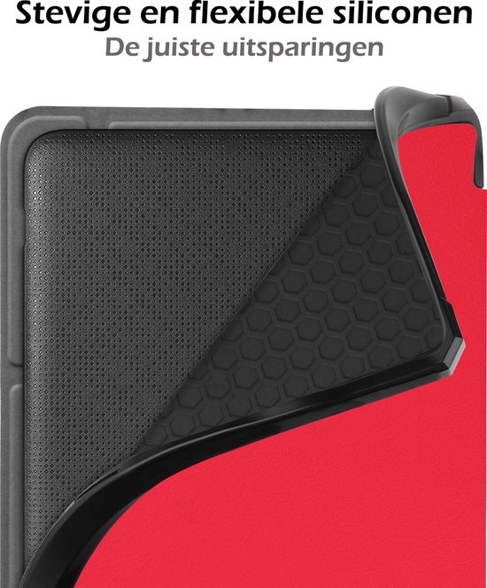 Hoesje Geschikt voor Kobo Libra 2 Hoes Book Case Trifold - Hoes Geschikt voor Kobo Libra 2 Hoesje Book Cover Met Screenprotector - Rood van Hoesje  — afbeelding 3