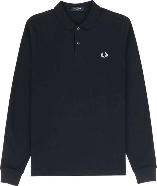 Foto: Fred perry longsleeve polo donkerblauw modern fit heren poloshirt maat m