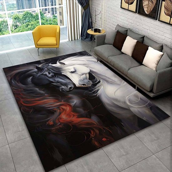 Vloerkleed paarden - antislip - tapijt - keukenkleed - salontafel kleed - woonkamer - slaapkamer- 120 x 80 cm