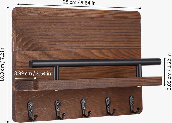 RattanRack | Houten Rotan Wandplank - Moderne Minimalistische Haken vo - Lia Home