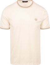 Fred Perry - T-shirt Twin Tipped Off White - Homme - Taille L - Coupe moderne