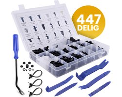 PROKING Deurpaneel klemmen set – Auto Reparatie Kit – 447 Delig – Carrosserie Clips – Deurbekleding Clips – Klinknagels – Demontage Gereedschap