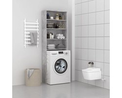 Wasmachine ombouw - Kast - Opbouwmeubel - Badkamermeubel - Verhoger - Wasmachine meubel - Opbergkast - Hout - Betongrijs