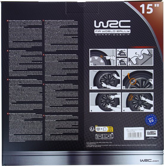 WRC 007598-4 wieldoppen, 15 inch, turbo tweekleurig, grijs, zwart