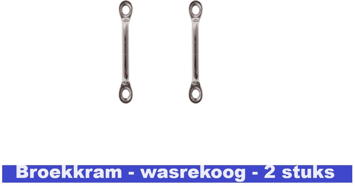 Goedkoopste WASREKOOG - VERNIKKELD - 2 STUKS - BROEKKRAM - VOOR HET OPHANGEN VAN DROOGREKKEN OF VOOR SPANBANDEN.