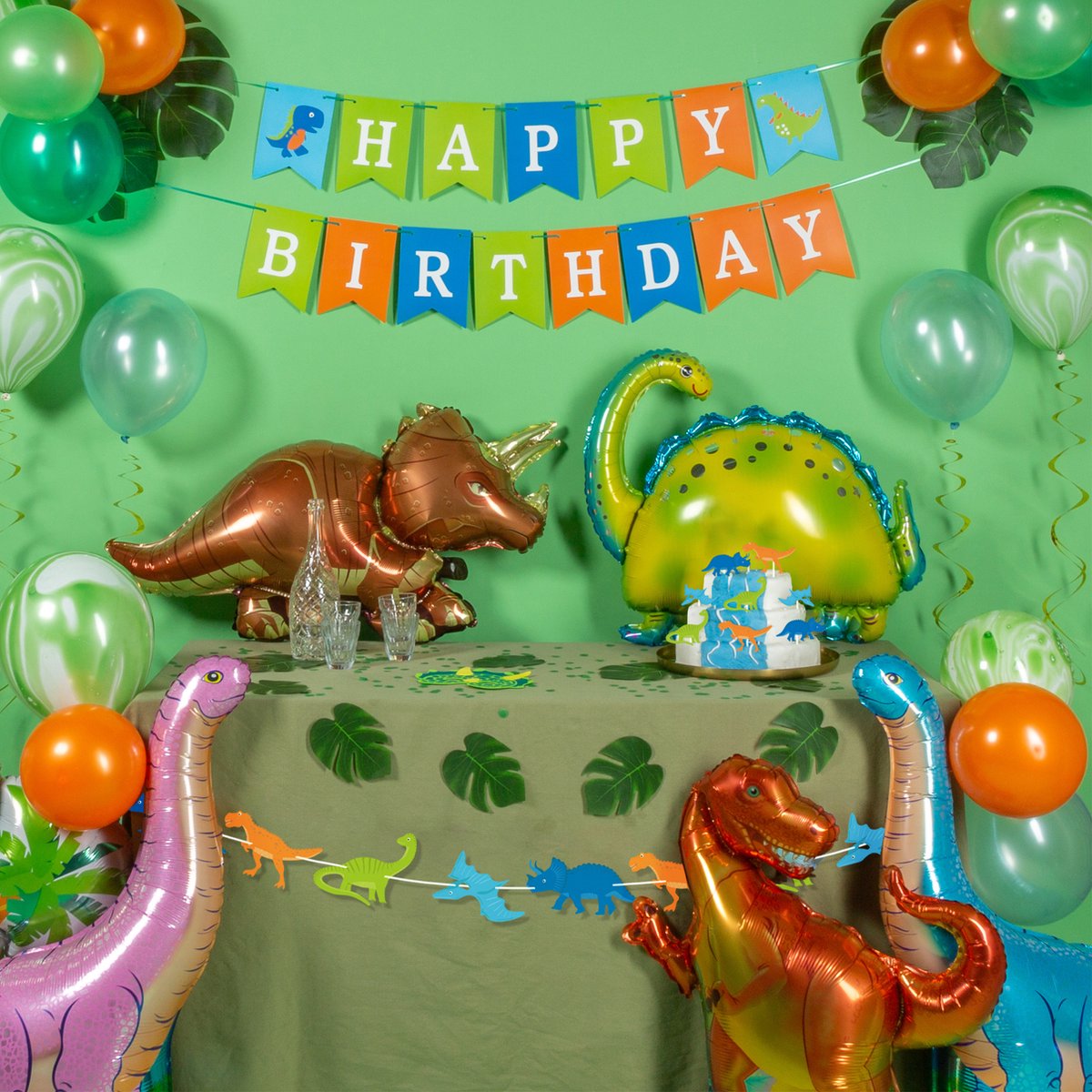Fissaly 87 Stuks Dinosaurus Jungle Decoratie set – Dino & Safari Verjaardag Versiering – Thema Kinderfeestje — afbeelding 3