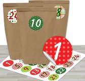 DIY adventskalender om te vullen - met 24 bruine papieren zakjes en 24 kleurrijke stickers - voor DIY en knutselen - Miniset nr. 5 - Kerstmis 2021 voor kinderen