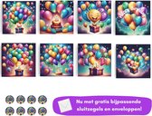 Verjaardagskaarten - Wenskaarten - Happy Birthday - Eigen design en print - Inclusief enveloppen & sluitzegels - Dubbele kaarten - 14,8 x 14,8 cm
