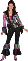 Magic By Freddy's - Jaren 80 & 90 Kostuum - Dancing Rainbow Queen - Vrouw - Zwart, Multicolor - Medium - Carnavalskleding - Verkleedkleding