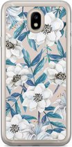 Casimoda® hoesje - Geschikt voor Samsung J7 2017 - Bloemen / Floral blauw - Backcover - Siliconen/TPU - Bruin