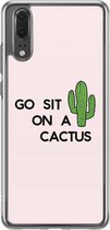 Casimoda® hoesje - Geschikt voor Huawei P20 - Go Sit On A Cactus - Siliconen/TPU - Soft Case - Roze - Planten