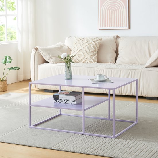 Table basse Solund avec étagère 45x90x60 cm lilas [en.casa]