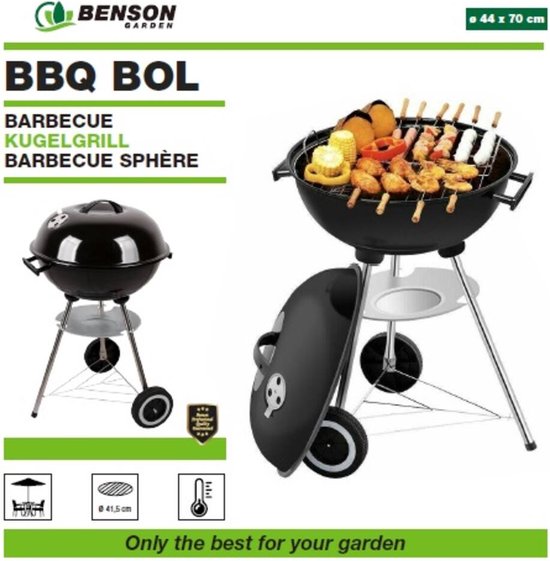 Barbecue Garden Grill Kogelgrill Houtskoolbarbecue bbq - Ø44 cm - Zwart van Merkloos — afbeelding 5