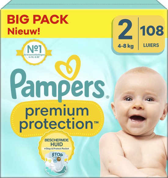 Pampers - Premium Protection - Maat 2 - Big Pack - 108 luiers - 4/8 KG