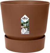 Elho Greenville Rond 16 - Bloempot voor Buiten met Waterreservoir - 100% Gerecycled Plastic - Ø 16 x H 15.3 cm - Gemberbruin
