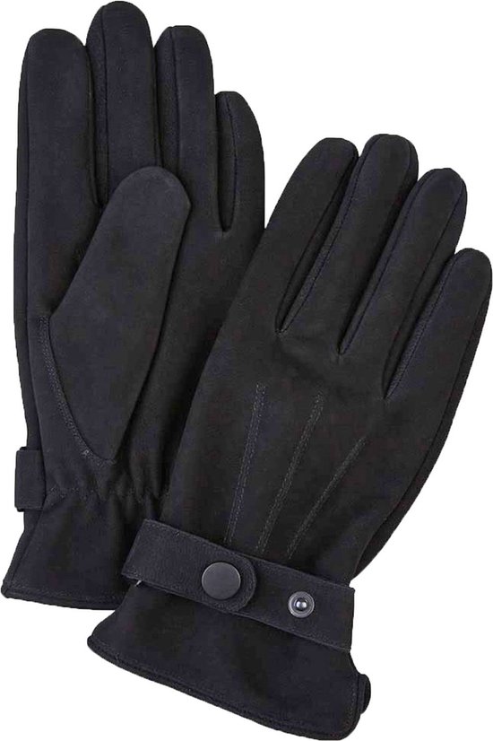 Profuomo - Handschoenen Wol Zwart Leer - Heren - Maat 9 -