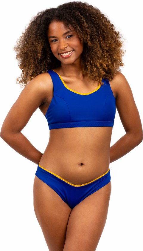 Prothese vriendelijke Bikini - Candy Chic Bikini Top - Blauw/Geel - S