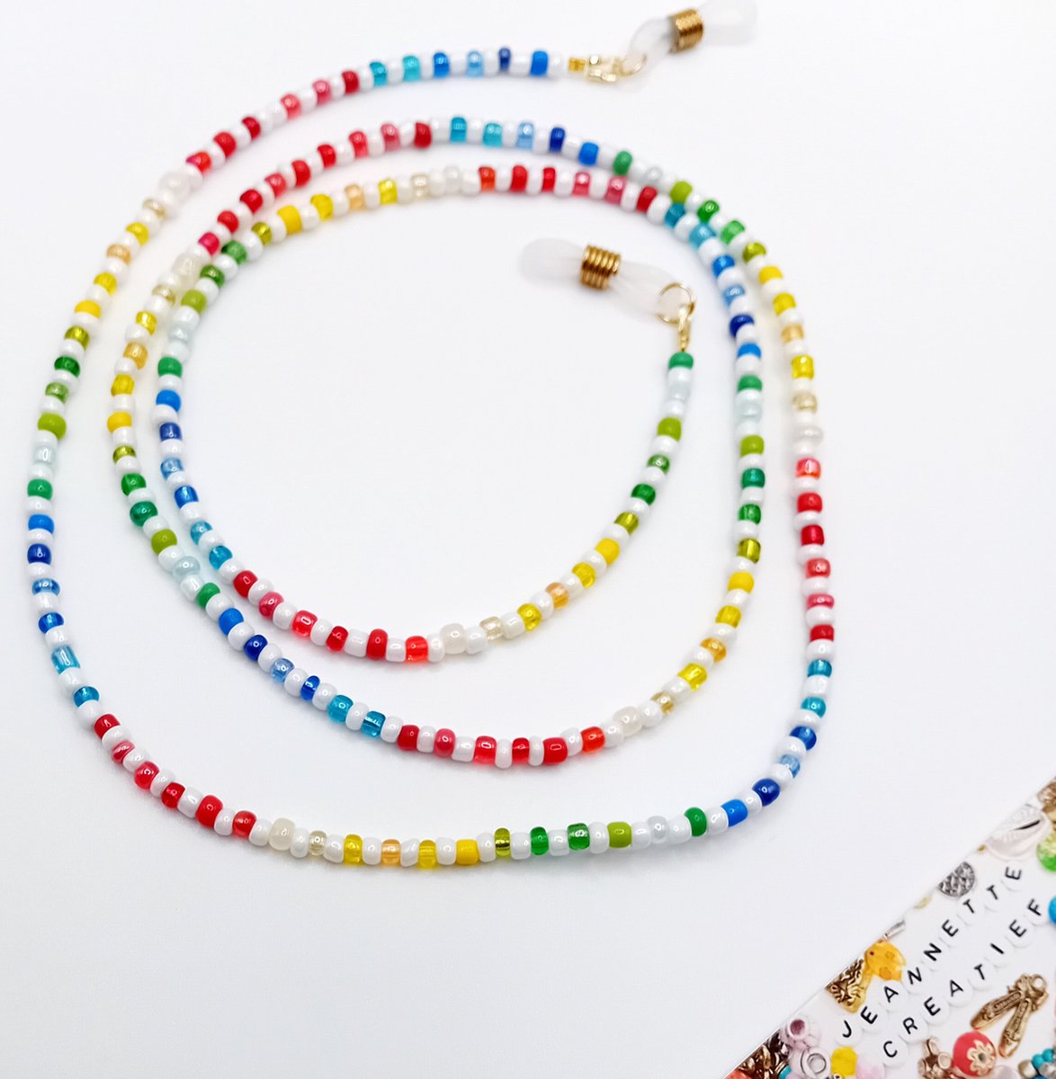 Jeannette-Creatief® - Beach - Zonnebrilkoord Rainbow Regenboog - Handgemaakt & Uniek - Brillenkoord - Zonnebril - Pride