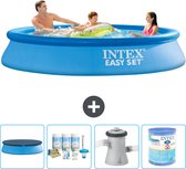 Intex Rond Opblaasbaar Easy Set Zwembad - 305 x 61 cm - Blauw - Inclusief Afdekzeil - Onderhoudspakket - Zwembadfilterpomp - Filter