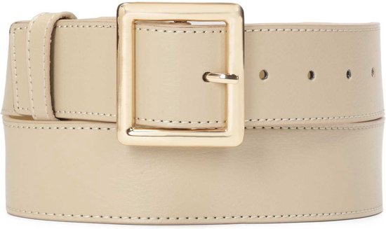 Ladies' leather belt with a geometric buckle