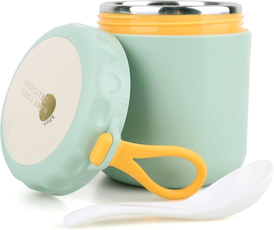 Thermo-container met handvat - 1000 ml - van roestvrij staal - voor kinderen, geïsoleerde lunchbox - praktische container voor muesli, levensmiddelen, soepen, babypap Thermo-container met handvat - 1000 ml - van roestvrij staal - voor kinderen, geïsoleerde lunchbox - praktische container voor muesli, levensmiddelen, soepen, babypap
