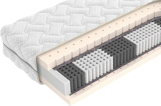 Vita Lux matras 90 x 210 - Clima natuurlatex matras - Pocketvering- 23cm dik - Ergonomisch - Antibacterieel - Wasbare hoes