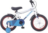 14 inch fiets voor kinderen van 3 tot 5 jaar met steunwielen – wit/blauw