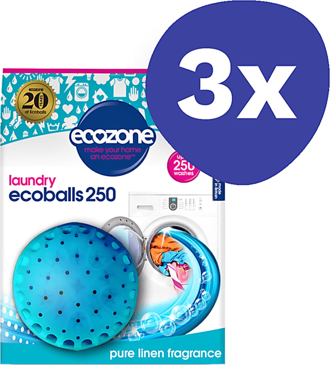 Goedkoopste Ecozone Ecoballs 250 wasbeurten - Pure Linen (3x
