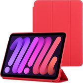 Tablethoes Geschikt voor: Apple iPad Mini 6 hoes (8,3 inch) Ultraslanke Hoesje Tri-Fold Cover Case - Rood
