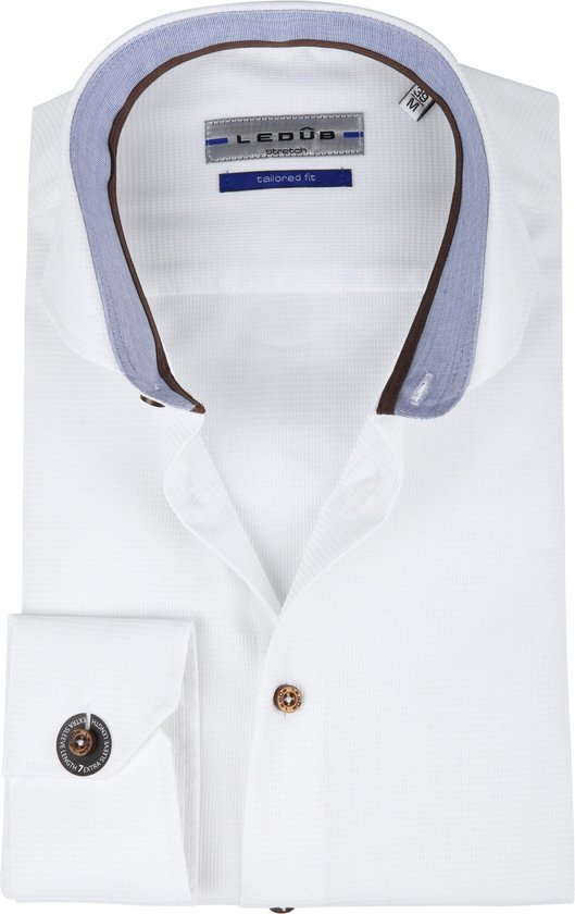 Ledub - Overhemd Wit TF SL7 - 39 - Heren - Modern-fit - Extra Lange Mouwlengte