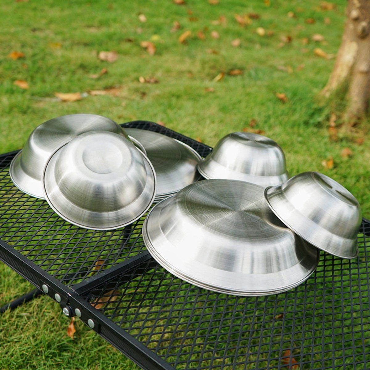 Lot De Vaisselle Camping Acier Inoxydable - Assiettes Et Bols Isolés Métal - Facile à Nettoyer Et Réutilisable