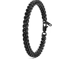 Malinsi® Armband Heren en Dames - Zwart Schakel 4mm Compleet RVS - 19 + 1,5 cm Verlengplaat - Armbandje Mannen