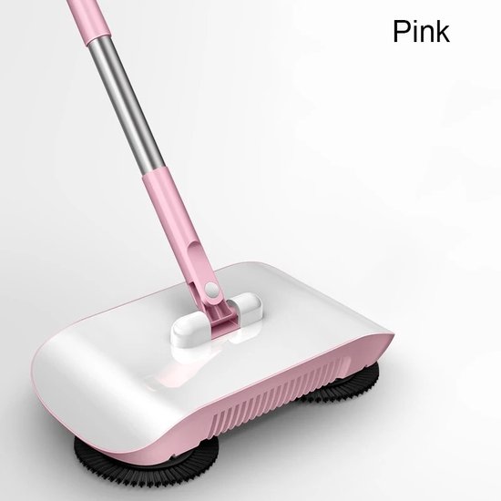 Clixify Bezem Twister Roze met roterende dubbele kop, reinigt, schrobt en polijst - Bezem binnen - Automatische bezem