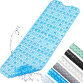 Antislip mat 100 x 40 cm voor bad en douche (Transparant Blauw)