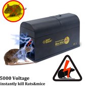 Piège à souris électrique – Piège à souris d'intérieur – Piège à rats électrique – Piège à rats extérieur – Répulsif à souris Ultrazone – Piège à rats électrique – 5000 V – Zwart