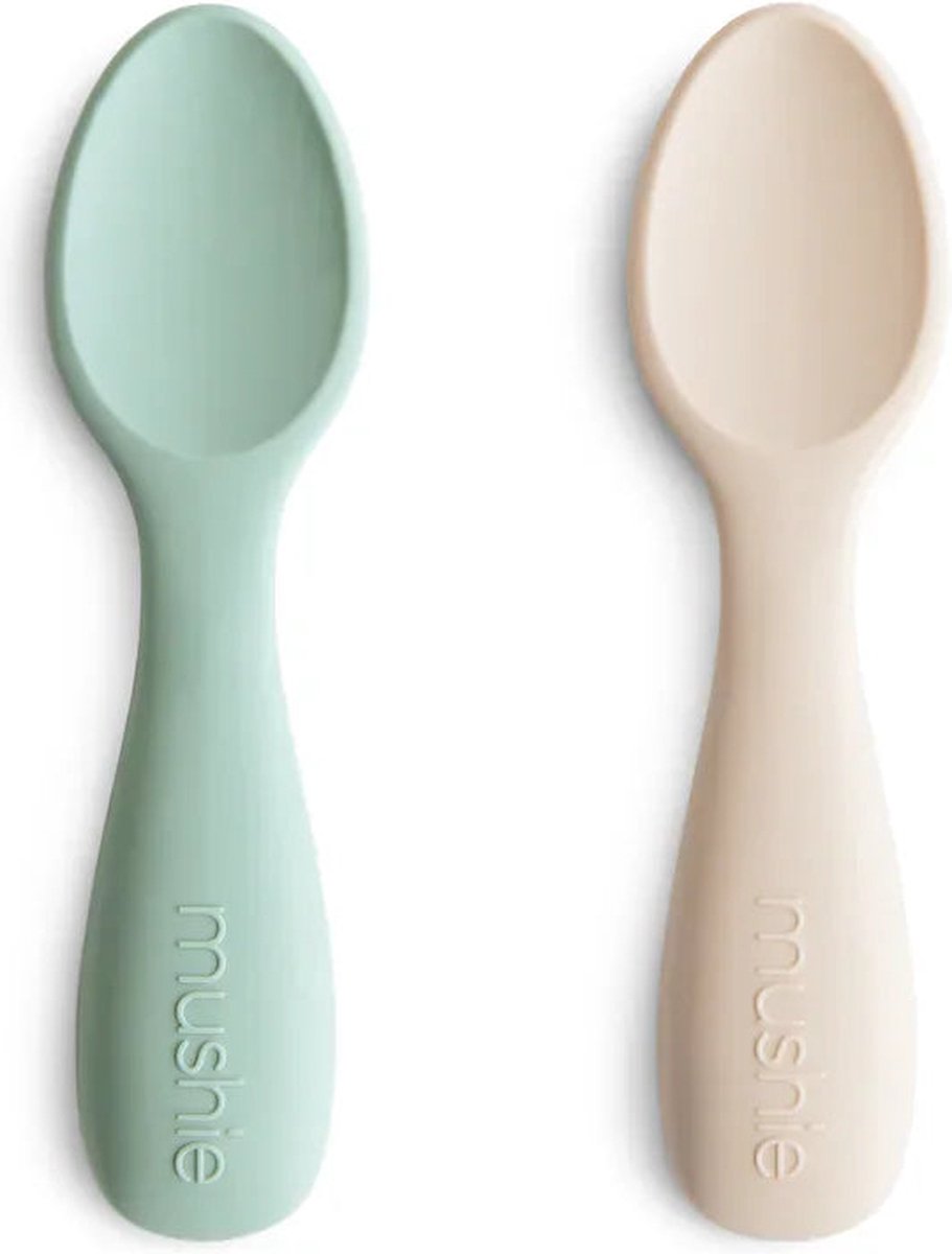 Goedkoopste Mushie Starter Set Baby Lepels (set van 2) Cambridge Blue