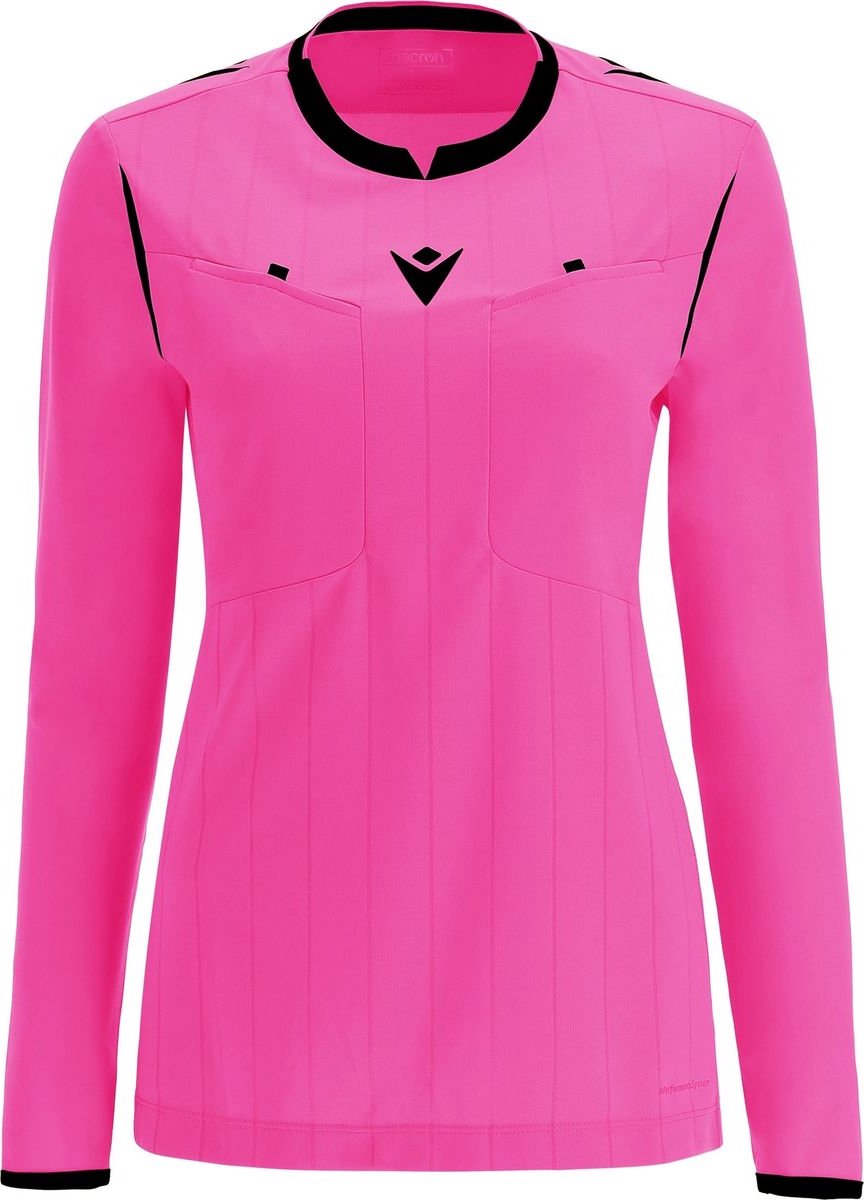 Macron Stephanie Scheidsrechtersshirt Lange Mouw Dames - Fluo Roze / Zwart | Maat: M