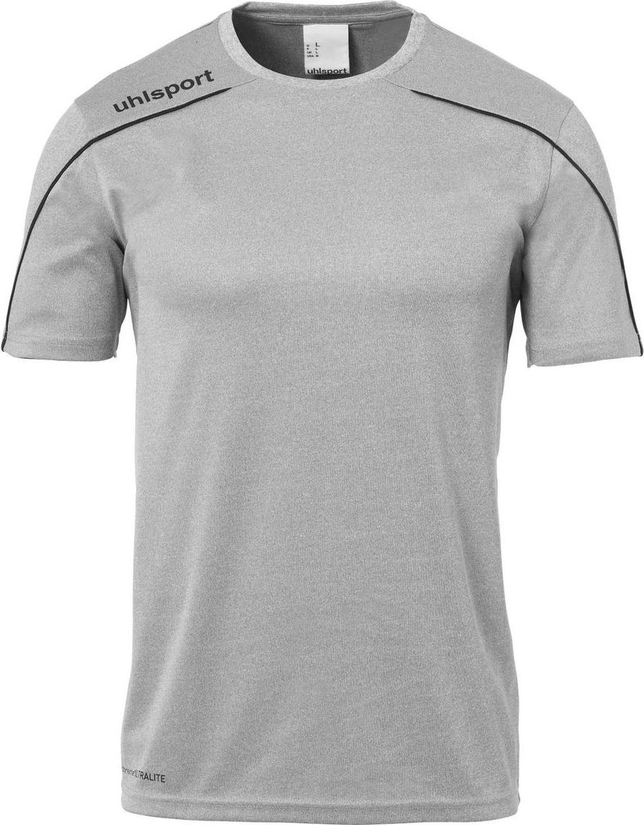 Uhlsport Stream 22 Shirt Korte Mouw Kinderen - Donkergrijs Gemeleerd / Zwart | Maat: 128