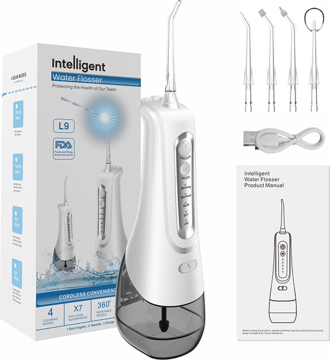 Electrische Waterflosser - Monddouche - Elektrische waterflos - Oplaadbare USB-C Waterflosser - Draadloze Monddouche