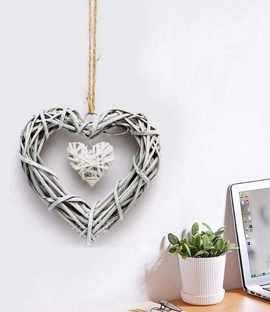 Rostikal Hartvormige raamdecoratie om op te hangen, set van 2, romantische familiecollectie, metaaldecoratie in roestlook, betoverend cadeau voor tuin en thuis