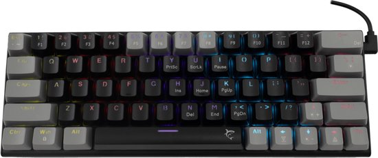 White Shark compacte gaming keyboard Wakizashi - zwart grijs - mechanisch blauwe switch - RGB