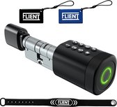 Flient® Smart Lock Evo - Slim Cilinderslot - Zwart/RVS - Vingerafdruk - Bluetooth & WiFi - RVS - Waterdicht
