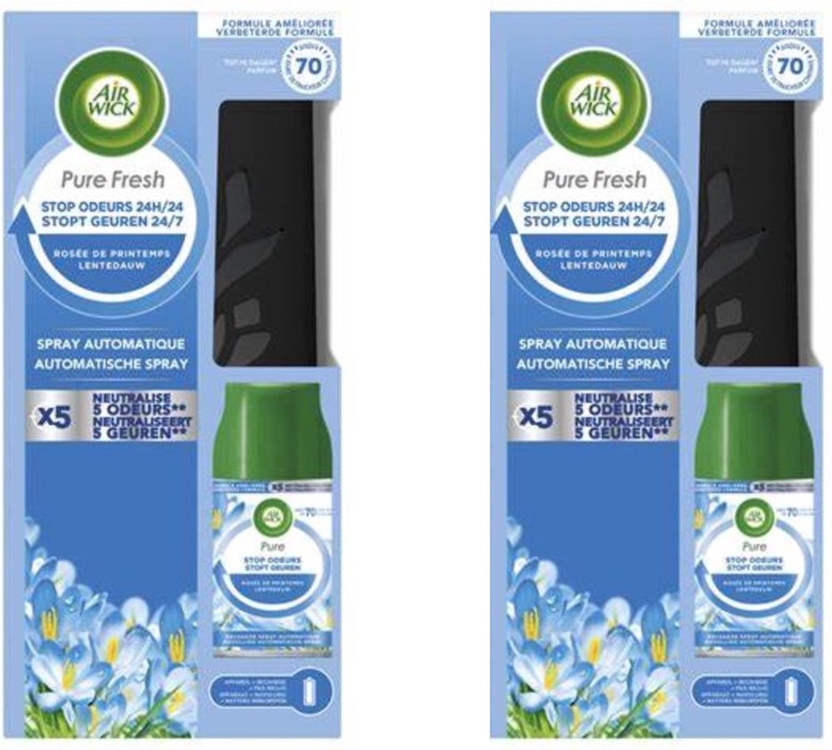 Goedkoopste Air Wick Freshmatic Automatische Spray Luchtverfrisser - Pure Lentedauw - Starterkit 250ml x2