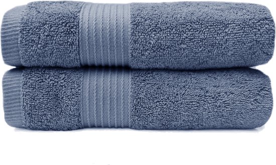 HOOMstyle Handdoeken Set Elegance - 2 stuks - 100% Soft Cotton 650gr - 70x140cm - Blauw