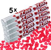 Confettikanon met hartjes - 38 cm - 5 stuk - Hartvormige papieren confetti - Leuk voor Valentijnsdag, bruiloften en jubilea - Partyshooter - Feest Shooter